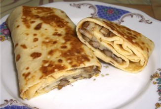 Блинчики с сыром и грибами