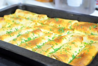 Блинчики с мясом,запечённые в духовке