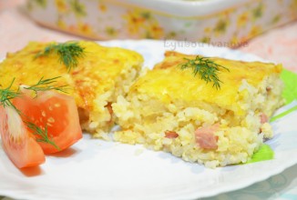 Рисовая запеканка с ветчиной