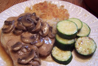 Отбивные в винном соусе с грибами