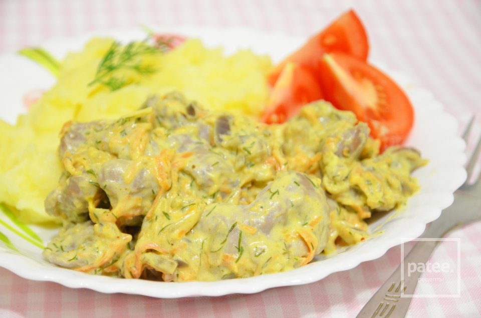 Куриные желудочки в сливочном соусе - Шаг 11