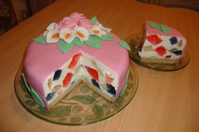 Торт желейный "битое стекло" - приготовление