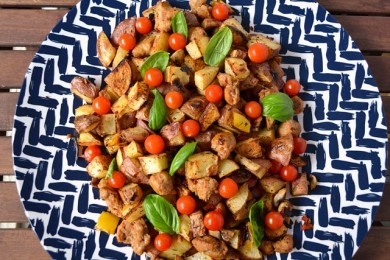 Рецепт Картофель с колбасой и овощами