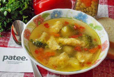 Рецепт Суп с сырными клецками и овощами