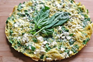 Фриттата со спагетти и шпинатом