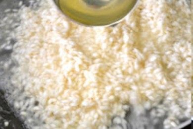 Ризотто с персиком и базиликом - приготовление