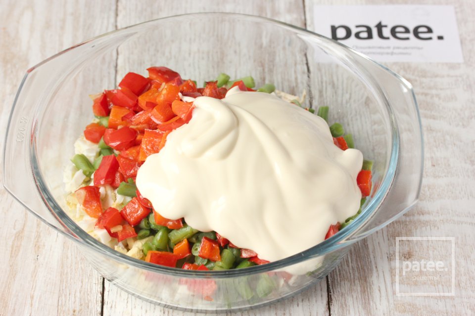 Салат с куриным мясом, стручковой фасолью и сладким перцем - Шаг 13