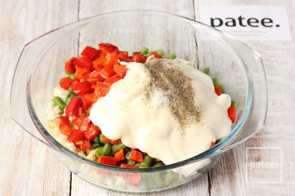 Салат с куриным мясом, стручковой фасолью и сладким перцем - Шаг 14