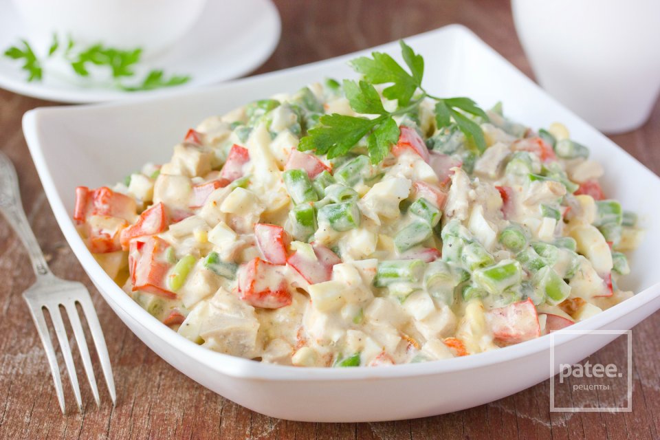 Салат с куриным мясом, стручковой фасолью и сладким перцем - Шаг 16