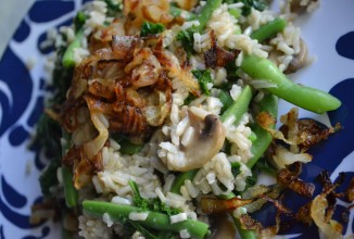 Рис с фасолью и грибами