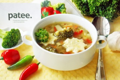 Рецепт Овощной суп с брокколи и яичным суфле