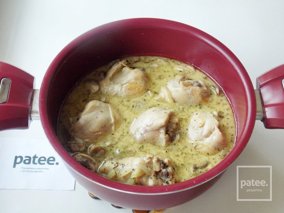 Куриные голени с грибами в молочно-соевом соусе - Шаг 8