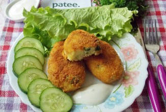 Картофельные котлеты с куриным мясом и зеленью