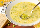 Суп с зелёным горошком и плавленым сыром