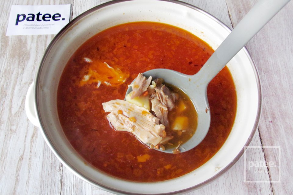 Красный суп с курицей и пастой орзо - Шаг 13