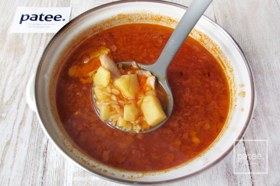 Красный суп с курицей и пастой орзо - Шаг 15