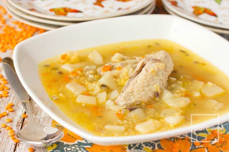 Суп с красной чечевицей и куриными крылышками - Шаг 13