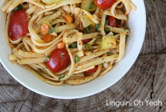 Салат из лингвини с овощами