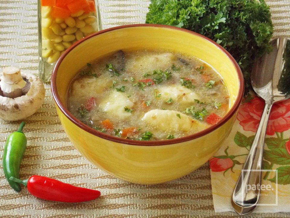 Гречневый суп с грибами и картофельными клецками - Шаг 15
