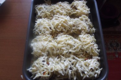 Гнезда из макарон с фаршем - приготовление