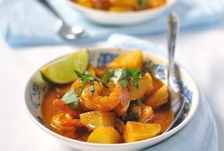 Острый карри с креветками