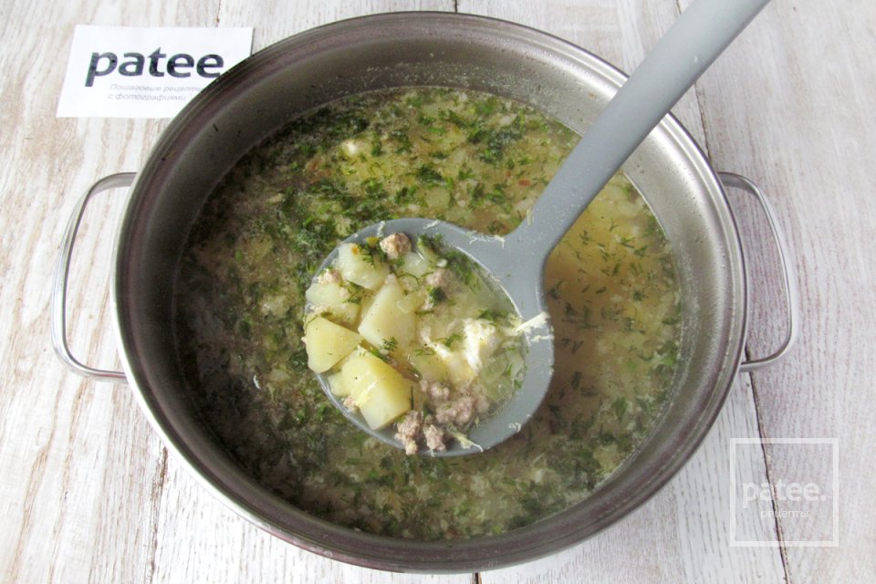 Картофельный суп с говяжьим фаршем и яйцом - Шаг 17