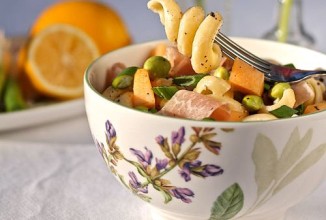 Паста с эдамаме и ветчиной