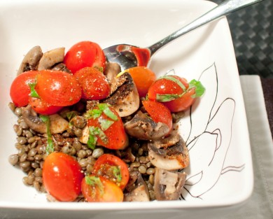 Рецепт Чечевица с грибами и помидорами