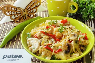 Рецепт Куриная грудка с овощами и рисом