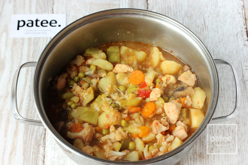 Овощное рагу с куриным филе и шампиньонами - Шаг 18