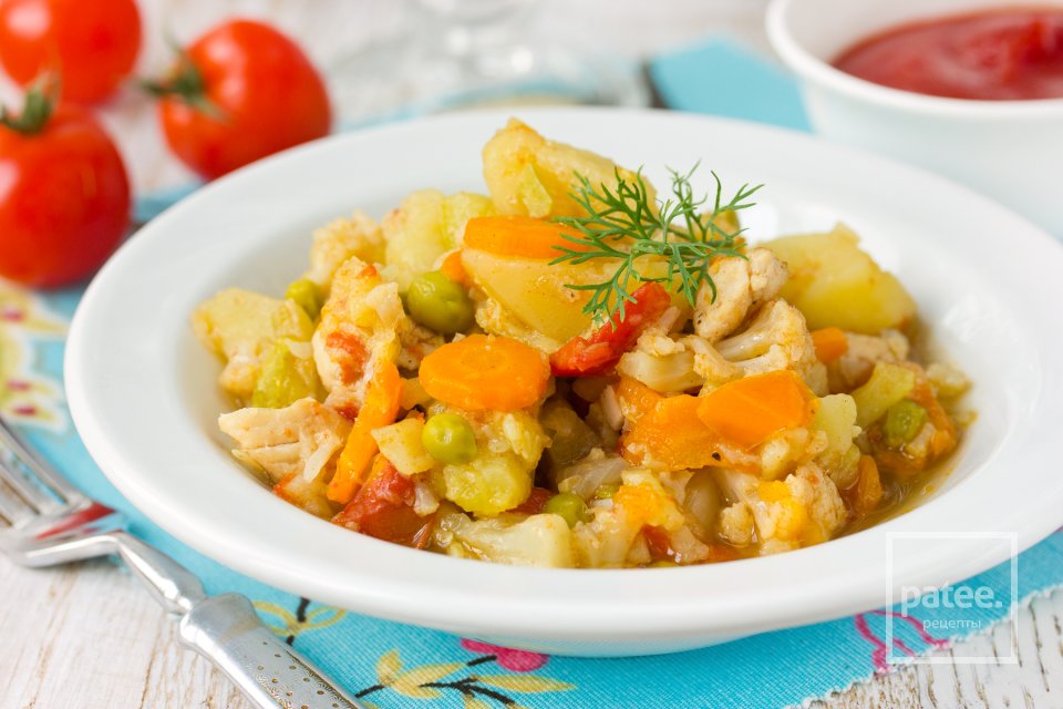 Овощное рагу с куриным филе и шампиньонами - Шаг 19