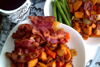 Сладкий картофель с беконом