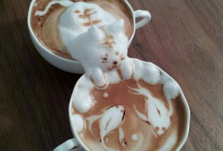 Забавные рисунки и скульптуры на кофе латте