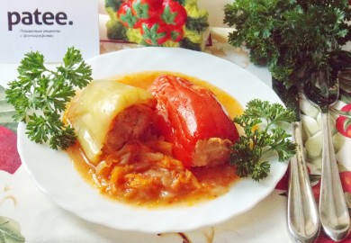 Рецепт Фаршированный перец в морковном соусе