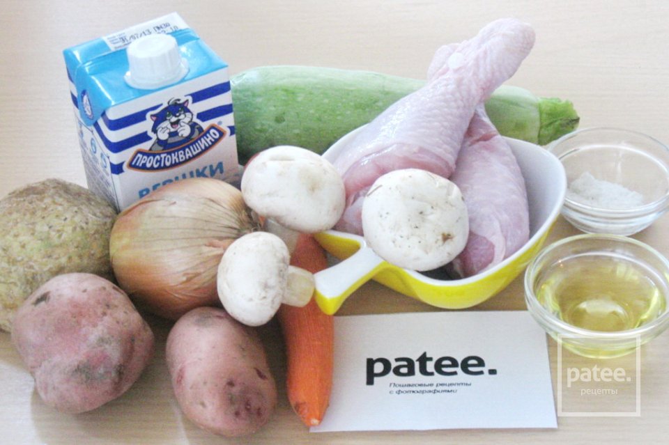 Суп  с курицей, сливками и грибами - Шаг 1