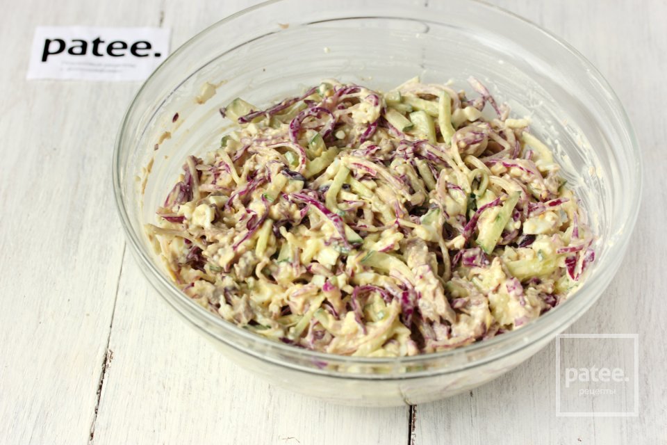 Салат с мясом и краснокочанной капустой - Шаг 14