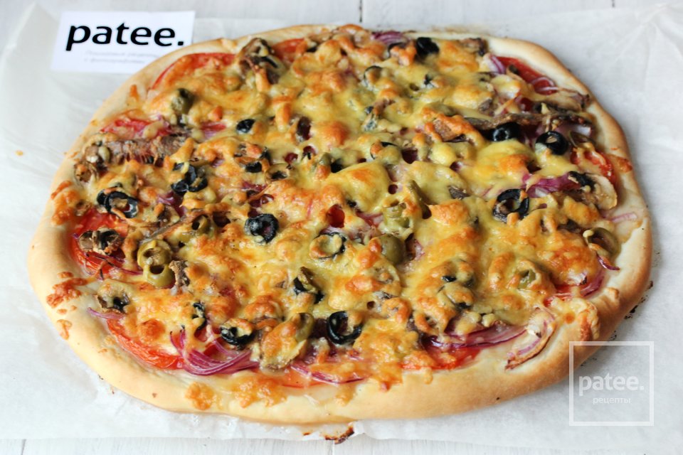 Пицца с анчоусами, маслинами и оливками - Шаг 16