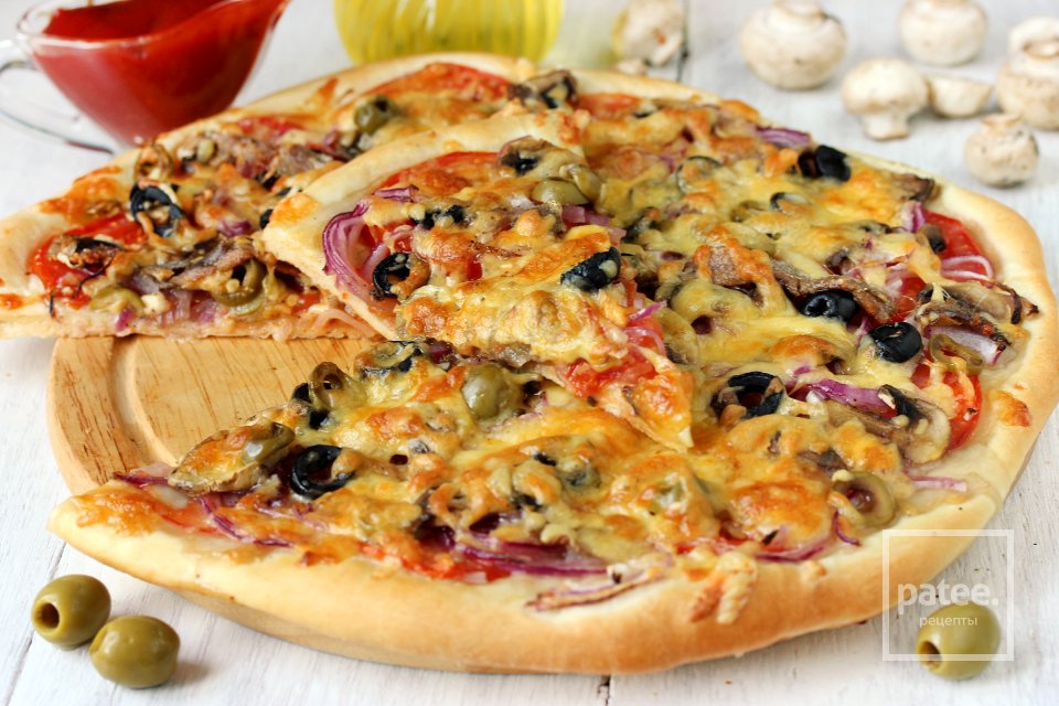 Пицца с анчоусами, маслинами и оливками - Шаг 17