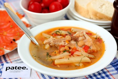 Рецепт Суп со свиными рёбрышками и консервированной фасолью