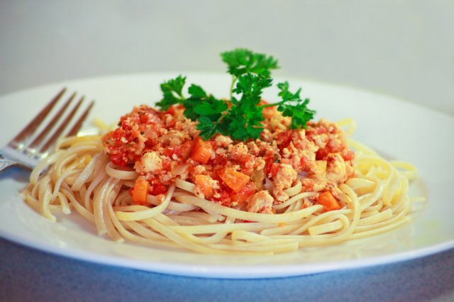 Рагу Болоньезе со спагетти