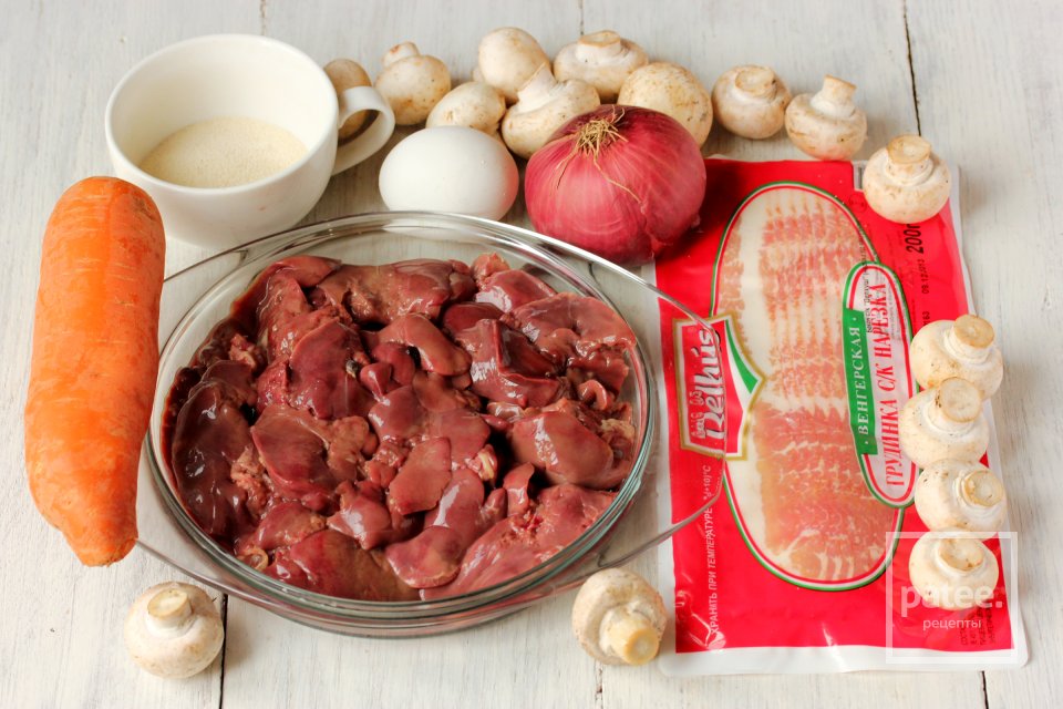 Запечённый печёночный паштет с грибами - Шаг 1