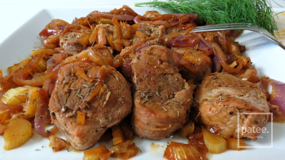 Свиная вырезка с луком и фенхелем - Шаг 5