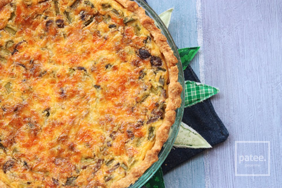 Киш со спаржей и грибами - Шаг 15