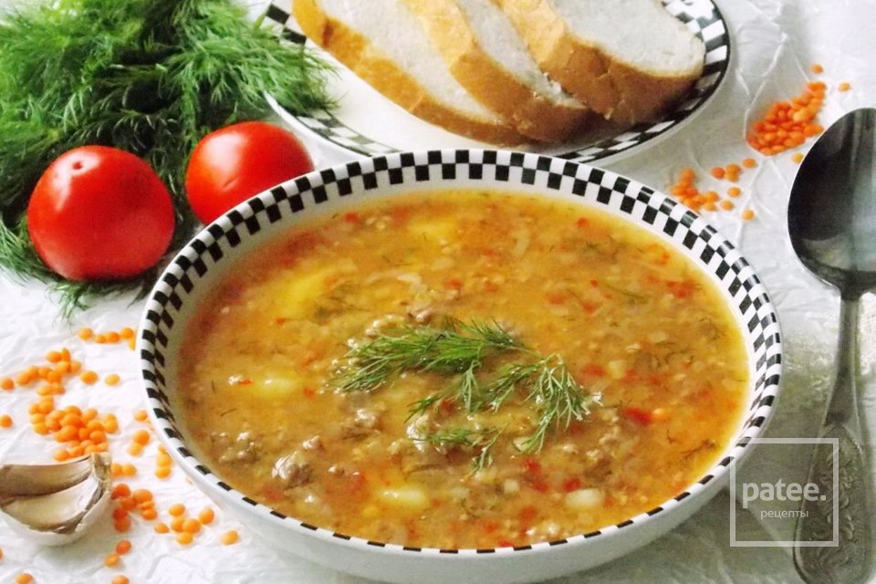 Суп с красной чечевицей и мясным фаршем - Шаг 16