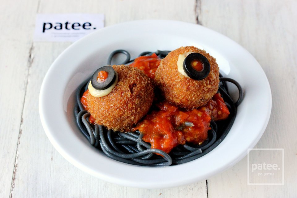 Крокеты из креветок со спагетти на Хэллоуин - Шаг 18