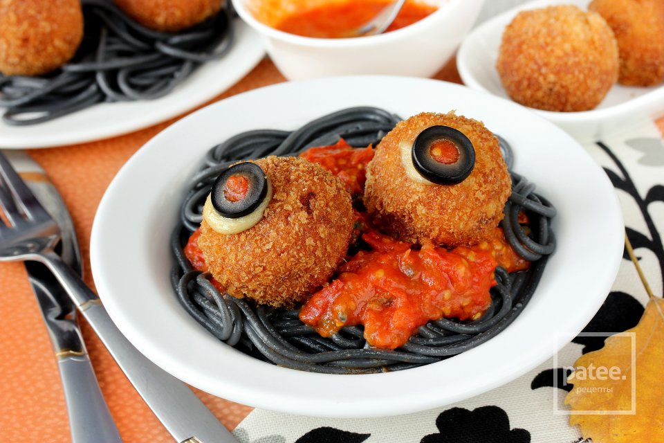 Крокеты из креветок со спагетти на Хэллоуин - Шаг 19