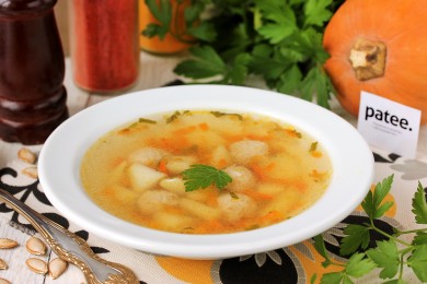 Рецепт Суп с тыквой и куриными фрикадельками