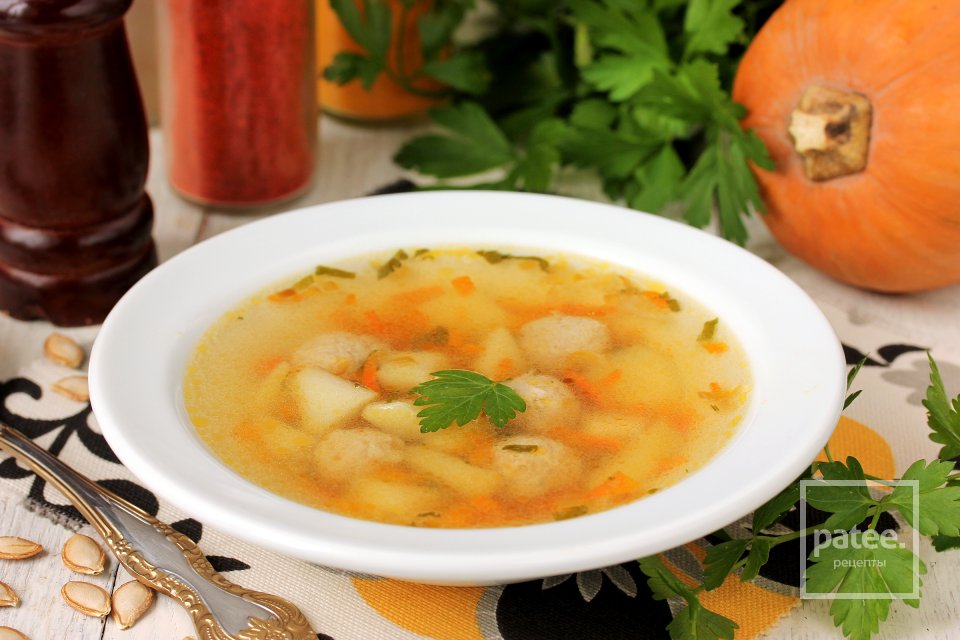 Суп с тыквой и куриными фрикадельками - Шаг 11