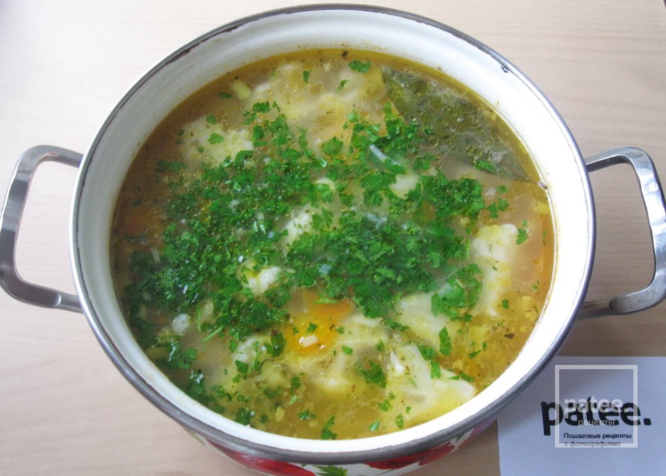 Суп из форели с цветной капустой и луком - пореем - Шаг 18
