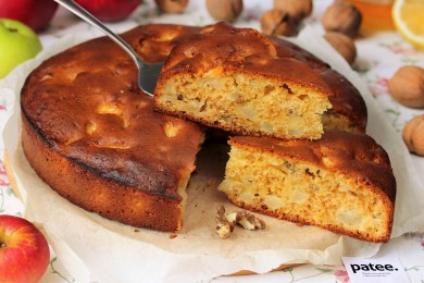 Рецепт Медовый пирог с орехами и яблоками